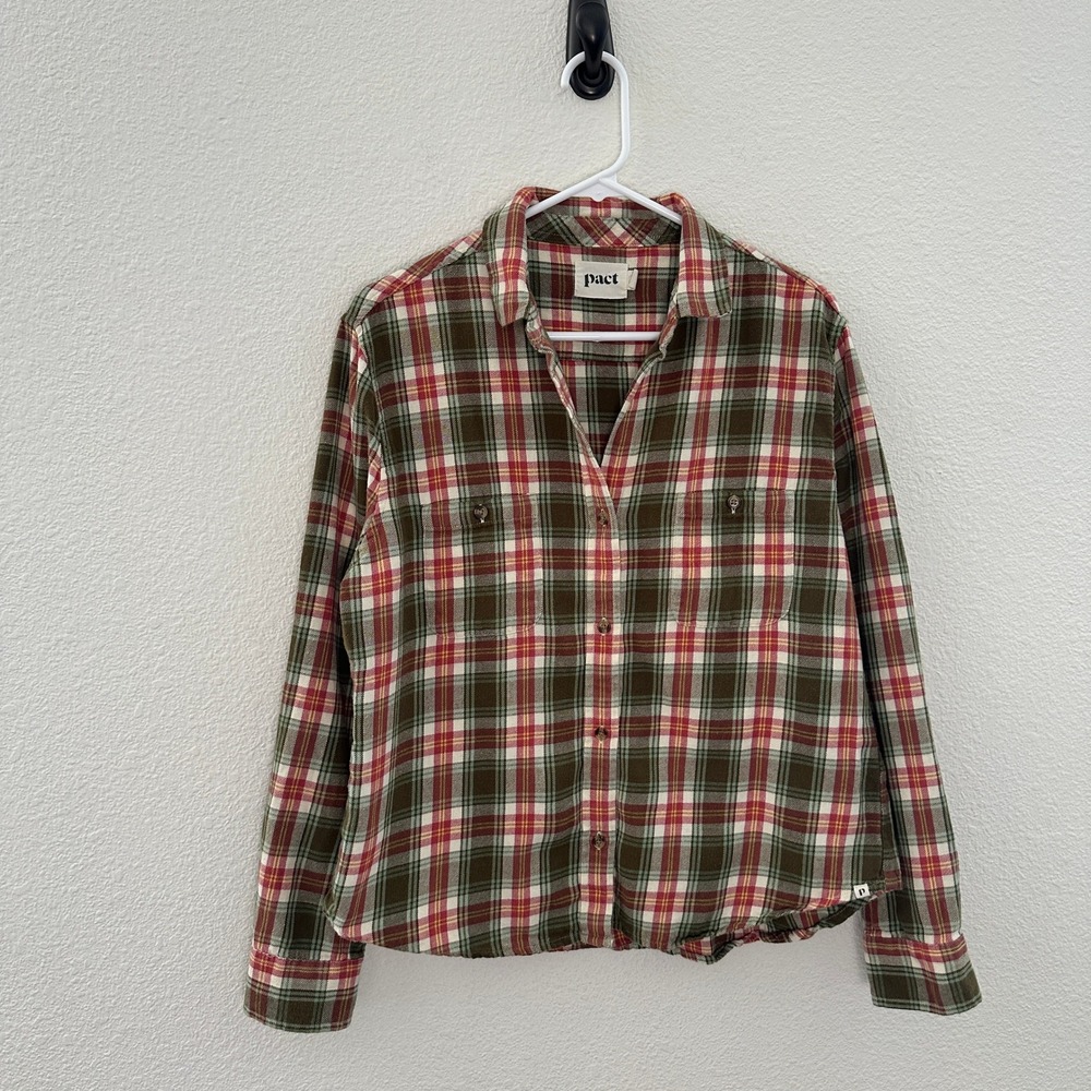 Pact Plaid Button‎ Down Shirt 100% Organic Cotton Indie Gorpcore Retro Medium